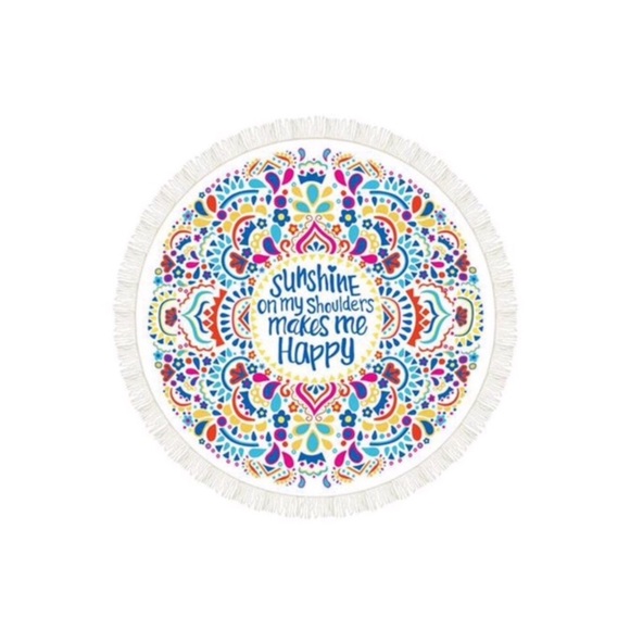 NWT “Sunshine On My Shoulders Makes Me Happy” Round Beach Wrap/Towel - Picture 3 of 9